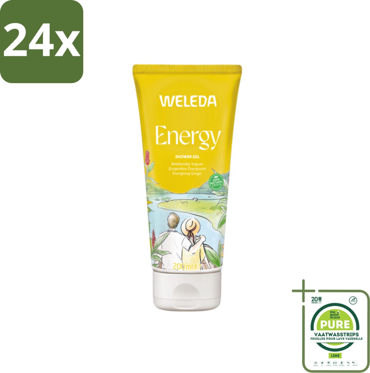 WELEDA - Douchegel Aroma Shower Energy - 200 ml - Voordeelverpakking - 24 stuks - Douchegel - Energiedos