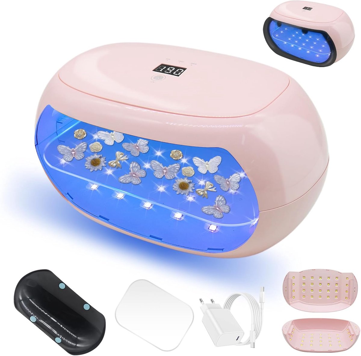 Dubbelzijdige uv-lamp - Hars uitharder - Sieraden maken - Snel drogen - 60W LED display - Roze