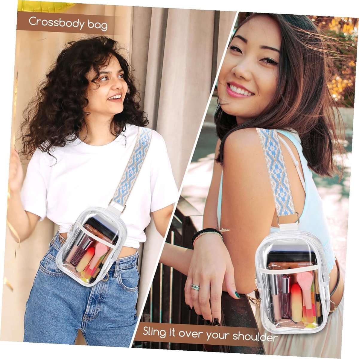 Transparante Crossbody Tas - Schoudertas PVC - Veiligheid Evenementen - Voldoet aan Toegangsregels - 94 x 16 x 4.2 cm