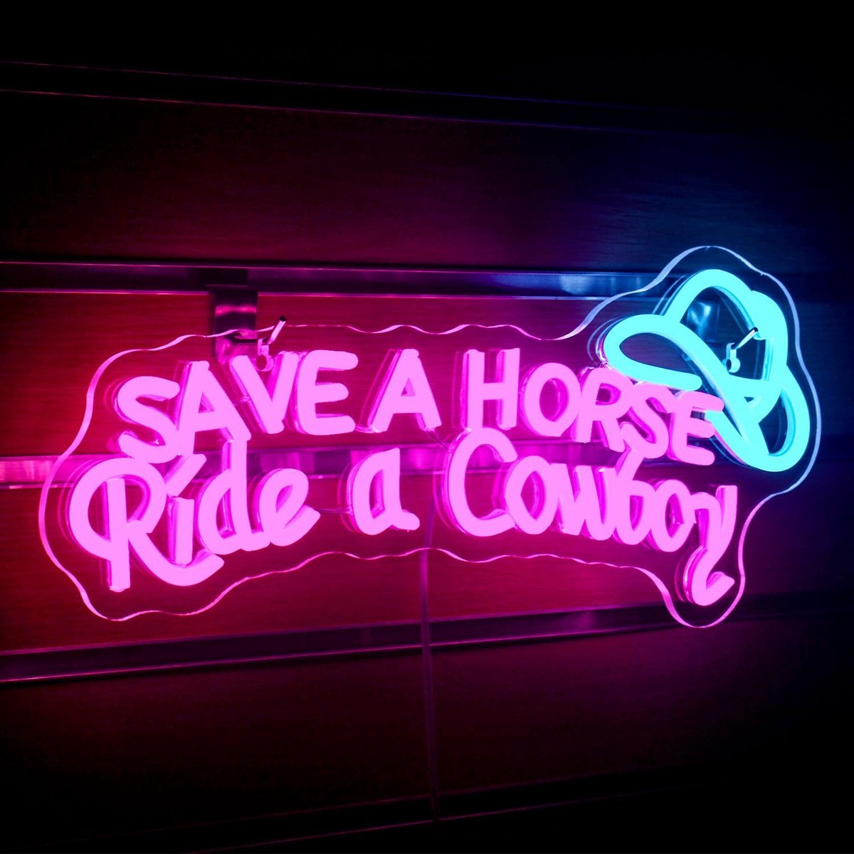SnelShoppen - Cowboyhoed Neonbord voor Wanddecoratie, Dimbare LED Neonlichten met USB-aansluiting voor Woonkamer, Man Cave, Bar en Recreatieruimte, Pe