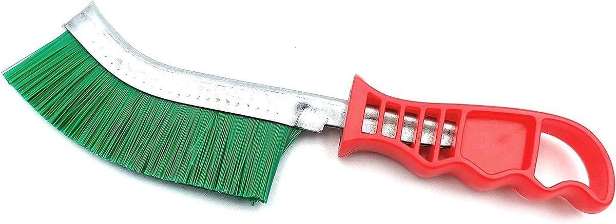 SnelShoppen - Handborstel PVC Rigid Gebogen Golfstructuur Metaal, Ergonomische Kunststof Handgreep, Ideaal voor het Schoonmaken van Gevoelige Material