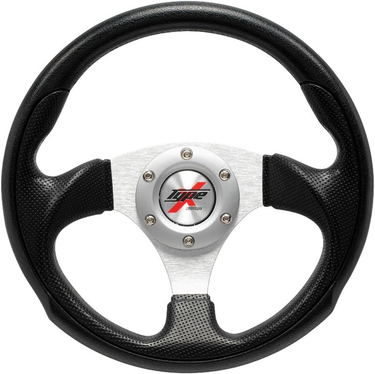 SnelShoppen - Sportieve Stuurrand met Hoepel, 295 mm, PU, Zwart/Zilver, Perfect voor Auto, Verbeterde Grip en Comfort