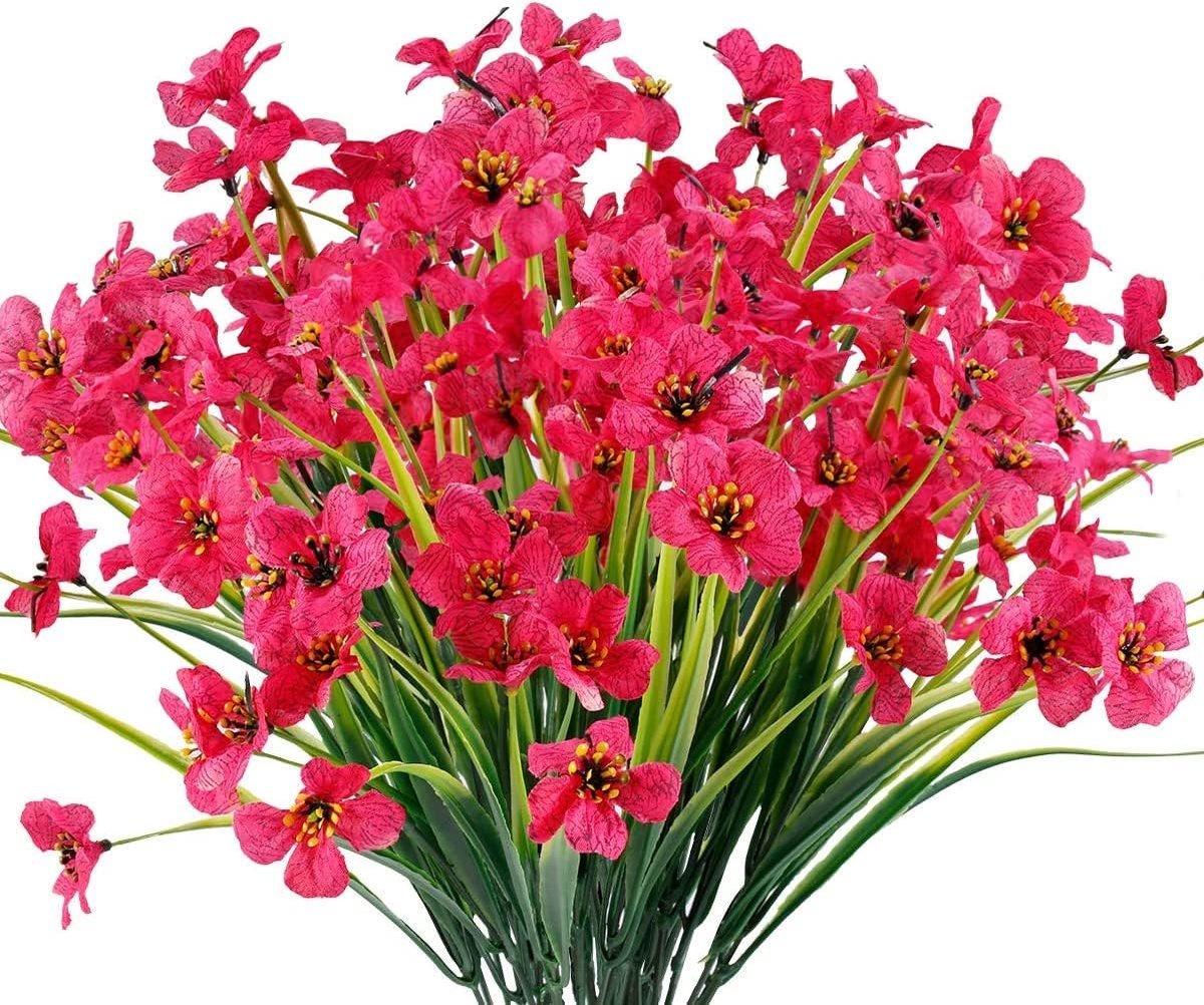 SnelShoppen - Kunstmatige Nepplant 6 Stuks Plastic Bloemen Geel Groen, Kunstbloemen voor Binnen Buiten, Hangende Plastic Bloembak, Hu decoration (Roze