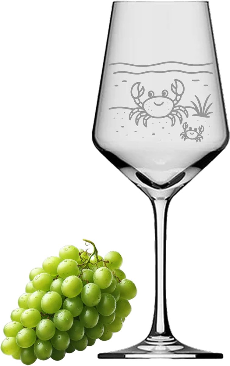 SnelShoppen - eXODA wijnglas gravure kreeft met baby maritiem 350ml vaatwasmachine bestendig ideaal voor gezellige momenten of speciale gelegenheden