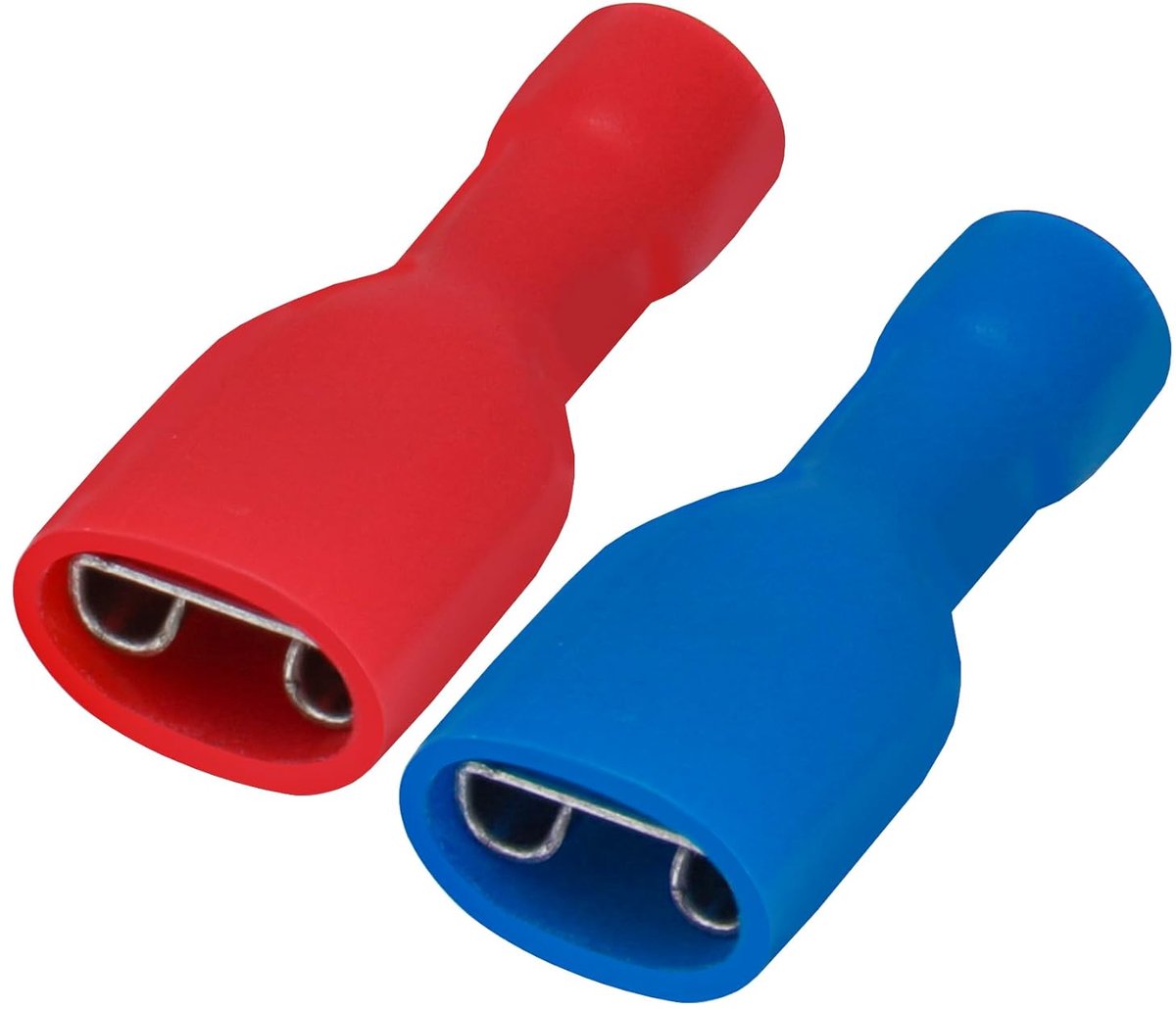 Snelverbinders van vinyl, volledig geïsoleerd, 6,3 x 0,8 mm, rood
