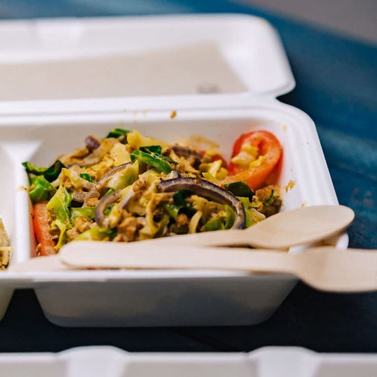 Bio wegwerp bagasse kommen suikerriet lunchbox gedeeld 2 — afbeelding 2