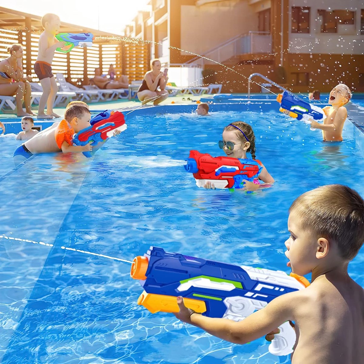 Waterpistool, 1200 ml, met groot bereik, waterspuitpistolen, 10-11 meter, voor in de tuin, kinderen en volwassenen.