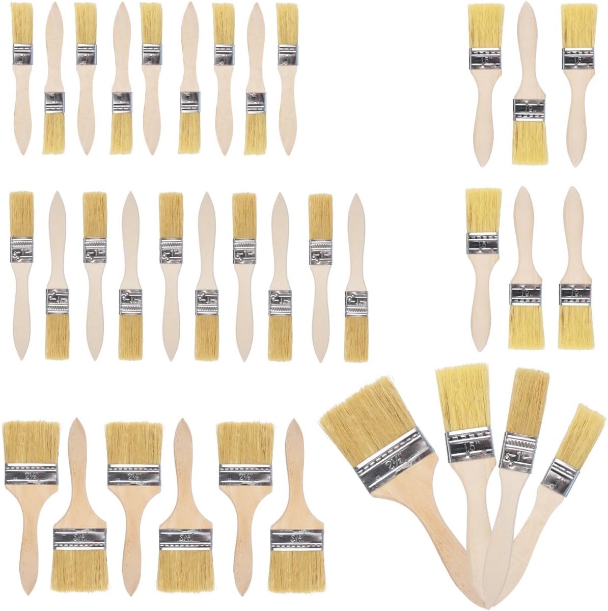Platte penselen, 2,5 cm/3,8 cm/6,2 cm, lazuurkwast met houten