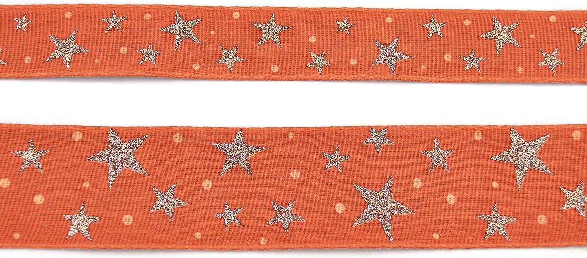 20 m x 25 mm Dekoband sterren katoen koper terracotta duurzaam lint