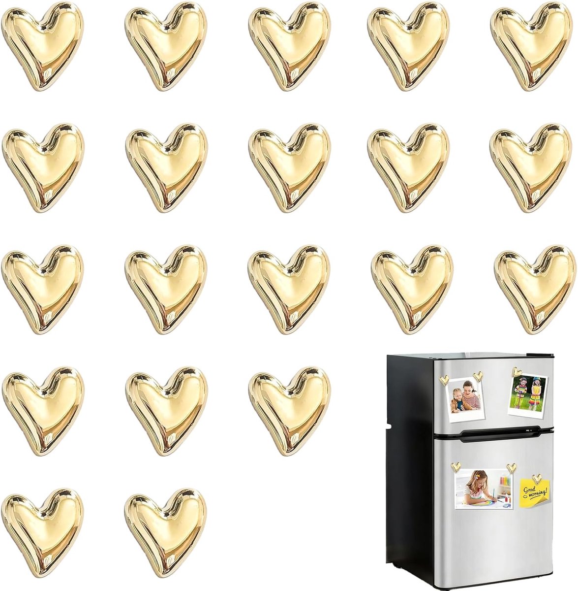 Magneten voor koelkast en magneetbord, gouden hartmagneten