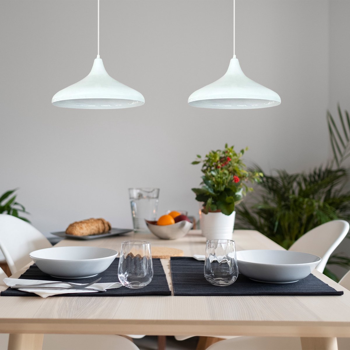 Bamyum Champion hanglamp, industriële Modern stijl, Ø35 cm, wit metalen lamp