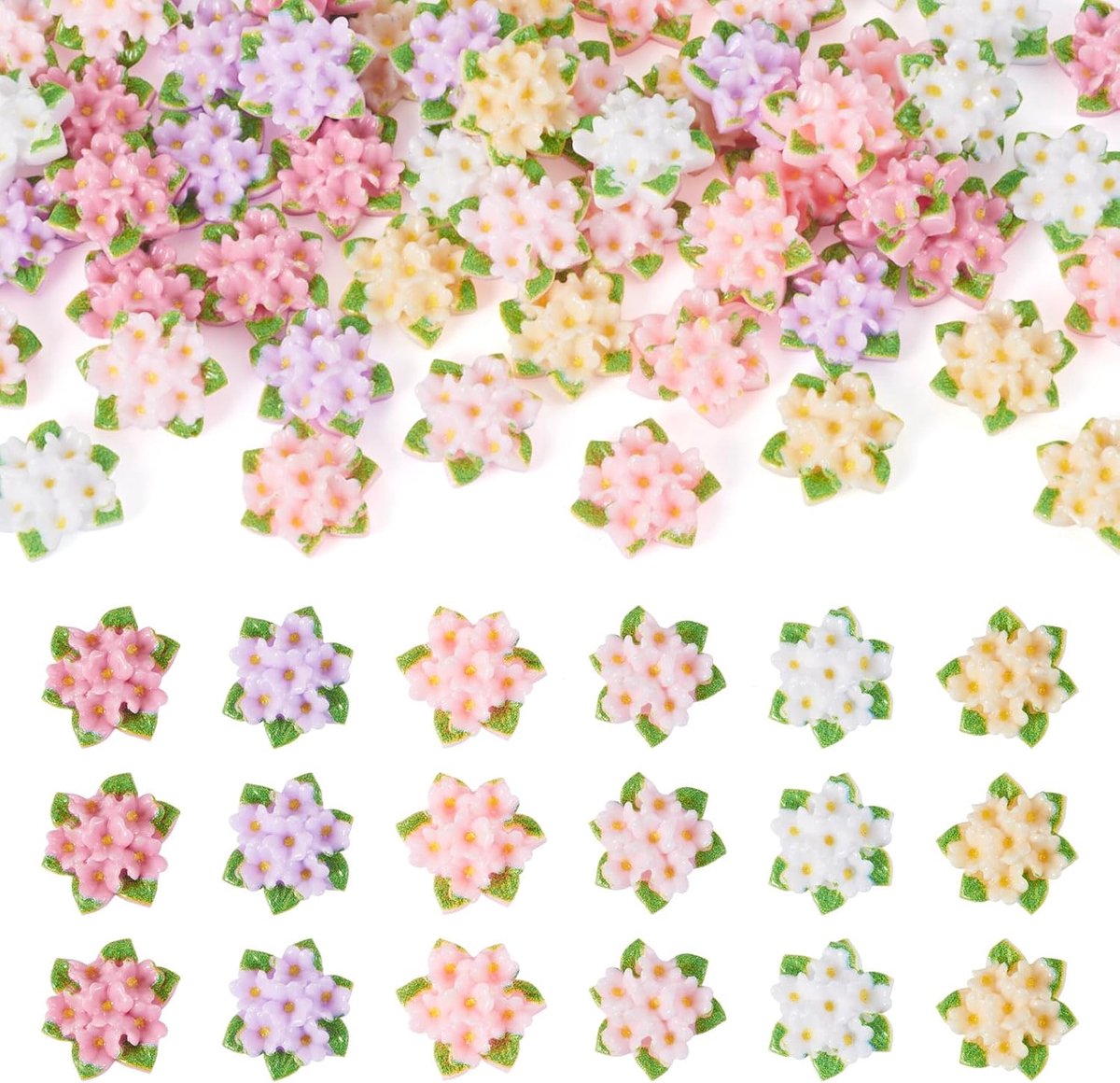 60 stuks bloemhars cabochon 11 x 10 x 4,5 mm lichtgevende platte
