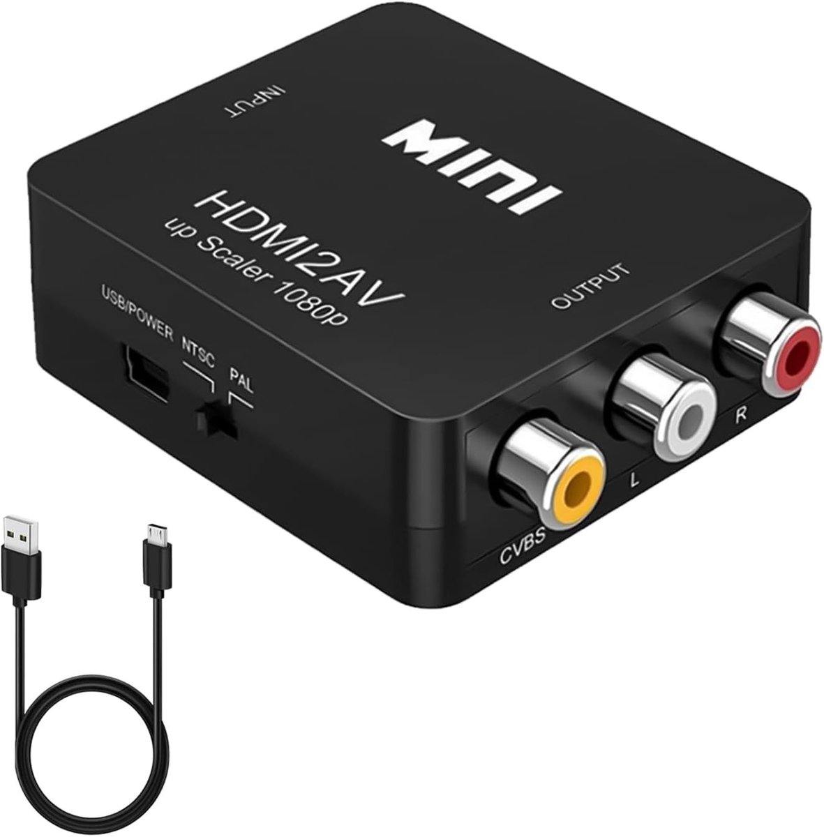 HDMI naar RCA CVBS Adapter voor Xbox, PS3, PS4, PS5, Fire Stick en Blu-ray Spelers - USB Voeding voor TV en Projector