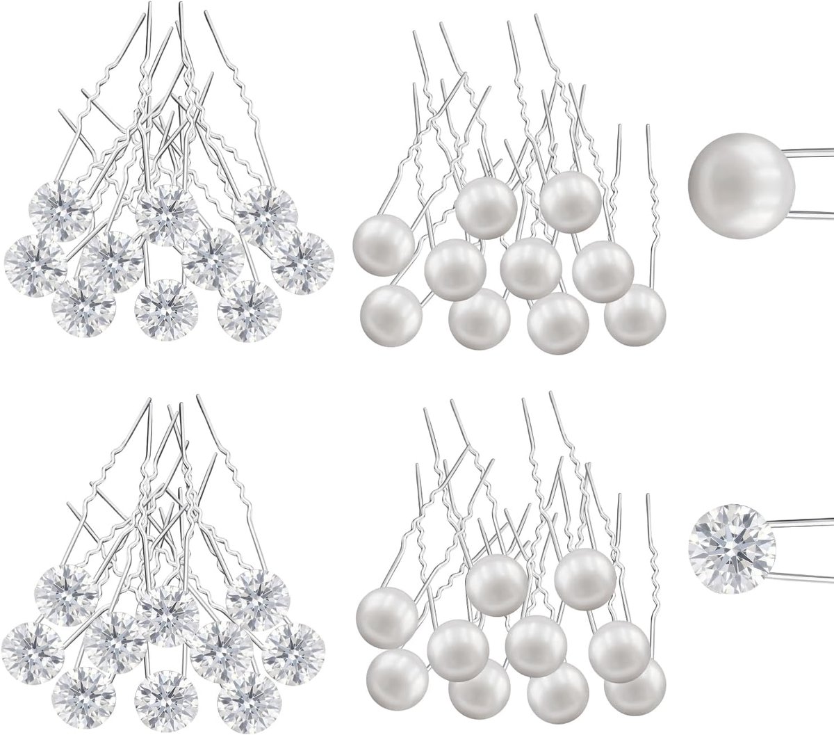 Haarspelden met Parels en Strass - Zilveren Bruids Haaraccessoires voor Vrouwen en Meisjes - Stijl 5