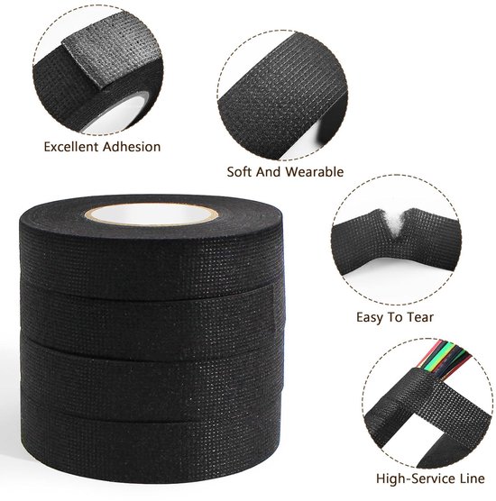6 Rollen Kabelboom Tape, 19mm 15m Lawaai Bedrading Harness Tape — afbeelding 4