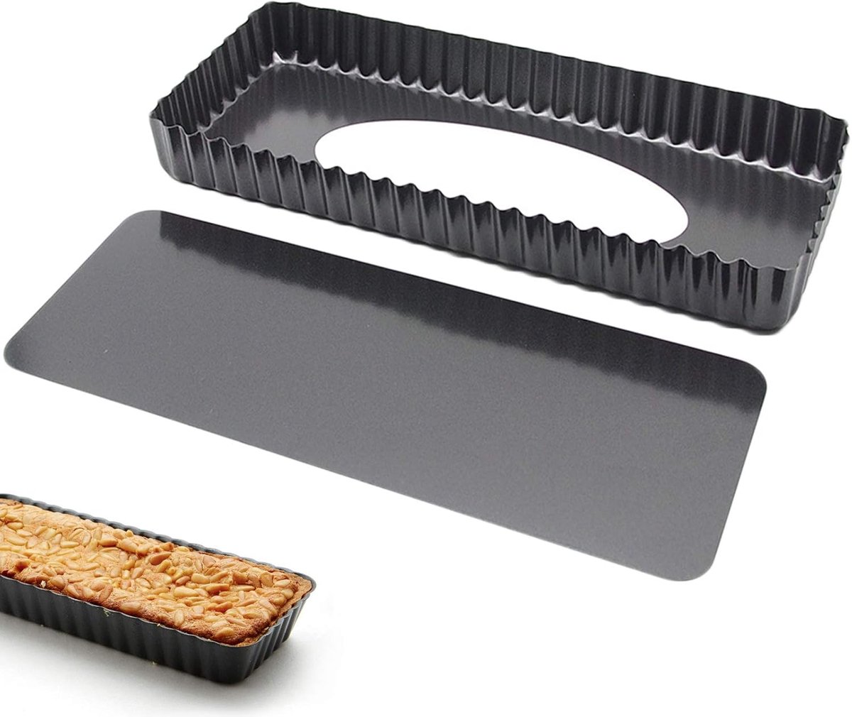SnelShoppen - Rectangulaire Quichevorm Non-Stick Quiche Bakvorm met Verwijderbare Bodem voor Taarten, Quiches, Muffins en Koekjes - Hoogwaardige Carbo