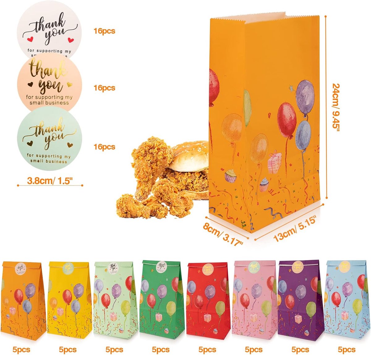SnelShoppen - 24 Stuks Multikleuren Feestzakken - Papieren Cadeautjes Tassen 240x130x80mm - Geschikt voor Kinderfeest, Bruiloft en Meer