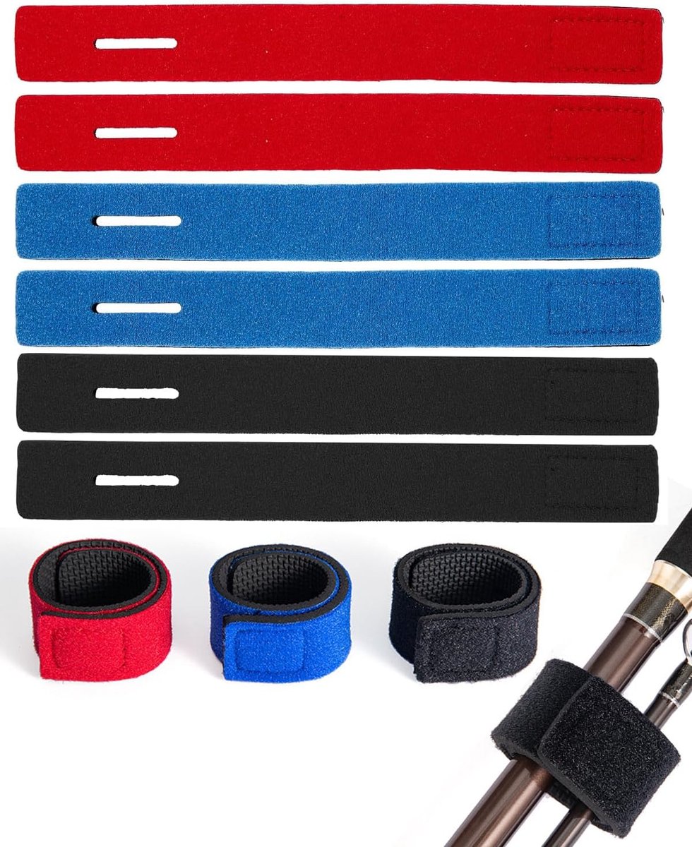 SnelShoppen - Elastische Neopreen Riemen voor Vishengels, 9 Stuks - Verstelbare Klittenbandsluiting, Bescherming en Veilig Transport van Lokaas, Spinn