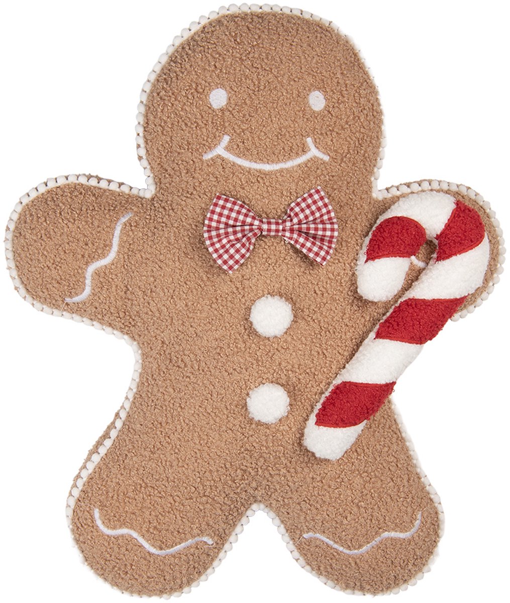 Clayre & Eef Sierkussen Gingerbread man 40x48x4 cm Bruin Polyester