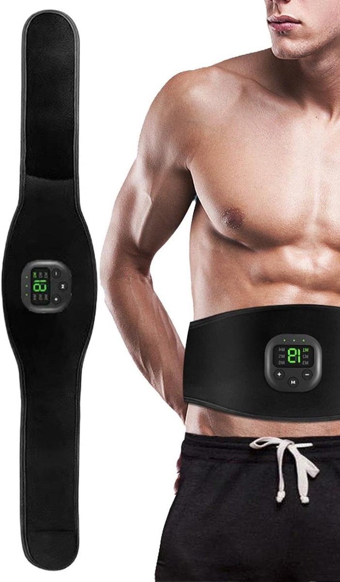 Buikspierband - Buikstimulator Riem - Krachttraining Ondersteunen - Lichaamsvorming Hulp - 109 cm - Zwart