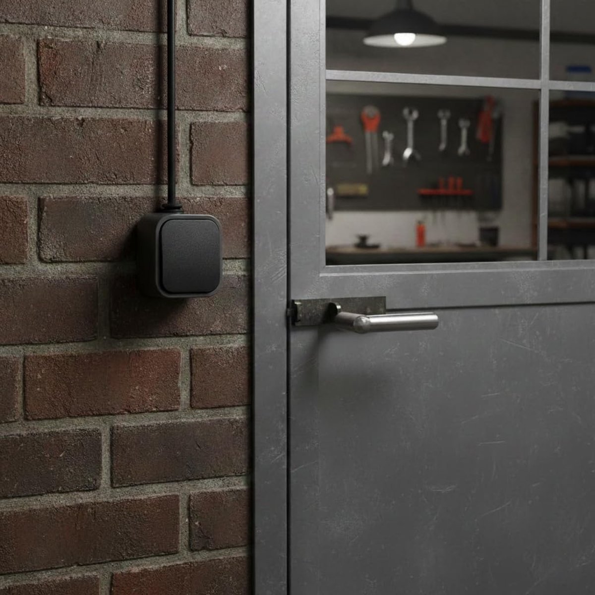 SnelShoppen - Buitenbeldrukker Deurknop voor Belinstallatie - Oppervlakte Montage Max. 250 V Max. 10 A Weerbestendig IP54 (grijs - zwart)