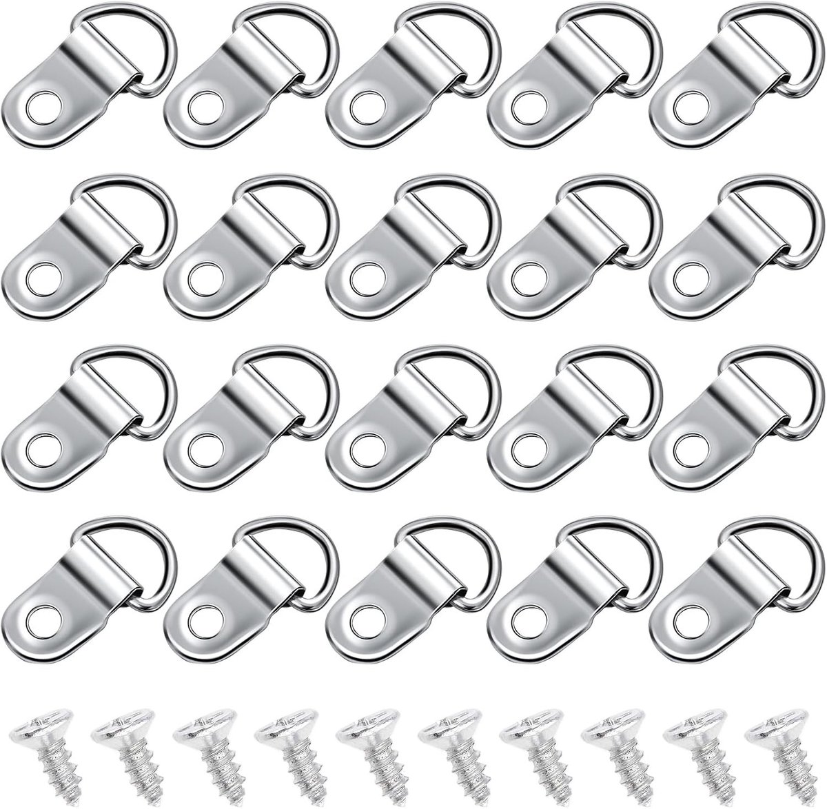 60 Stuks RVS Lashing Ringen met Vouwbare Oogjes voor Ophangen van Fotolijsten, D-Ringen en Veiligheids haken, Ideaal voor Bevestigen en Montagesystemen