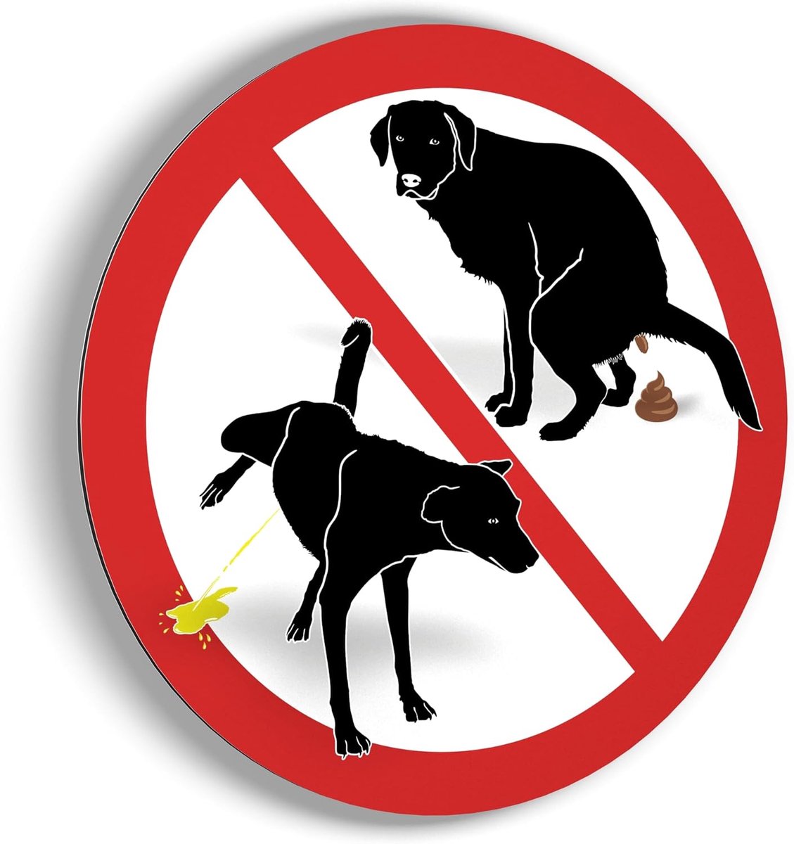 Pipi, Caca, hondenpoep, rond, 15 cm, zeer robuust, aluminium (geen PVC), laat honden daar niet plassen en poepen