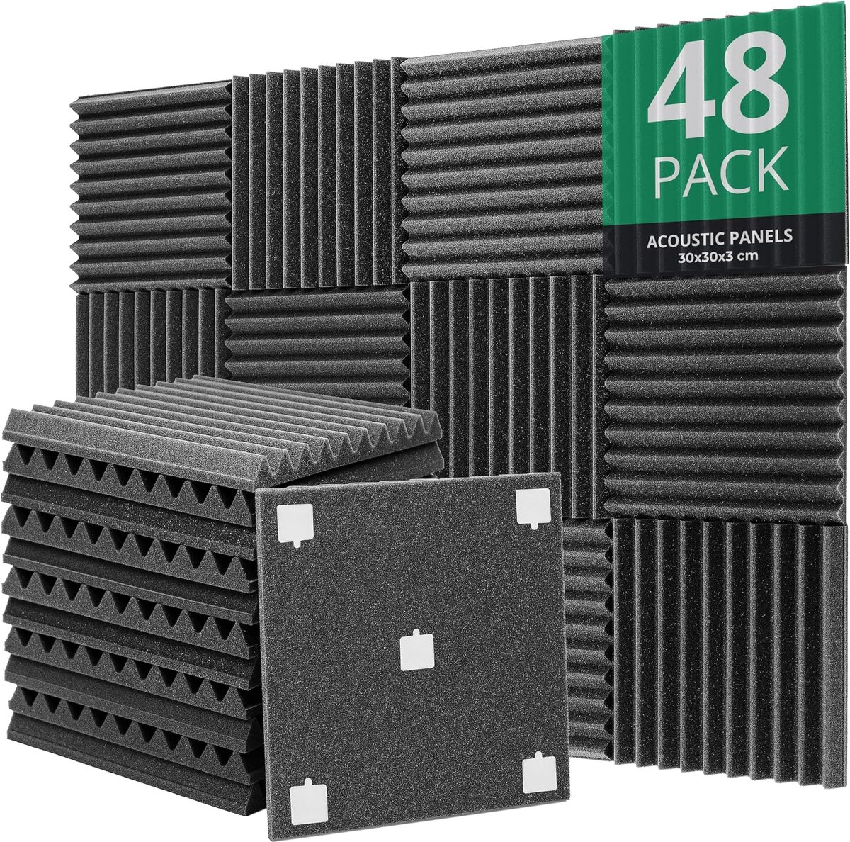 Schuimplaten 30x30x3cm, 48 Stuks, Geluidsisolatie voor Studio's