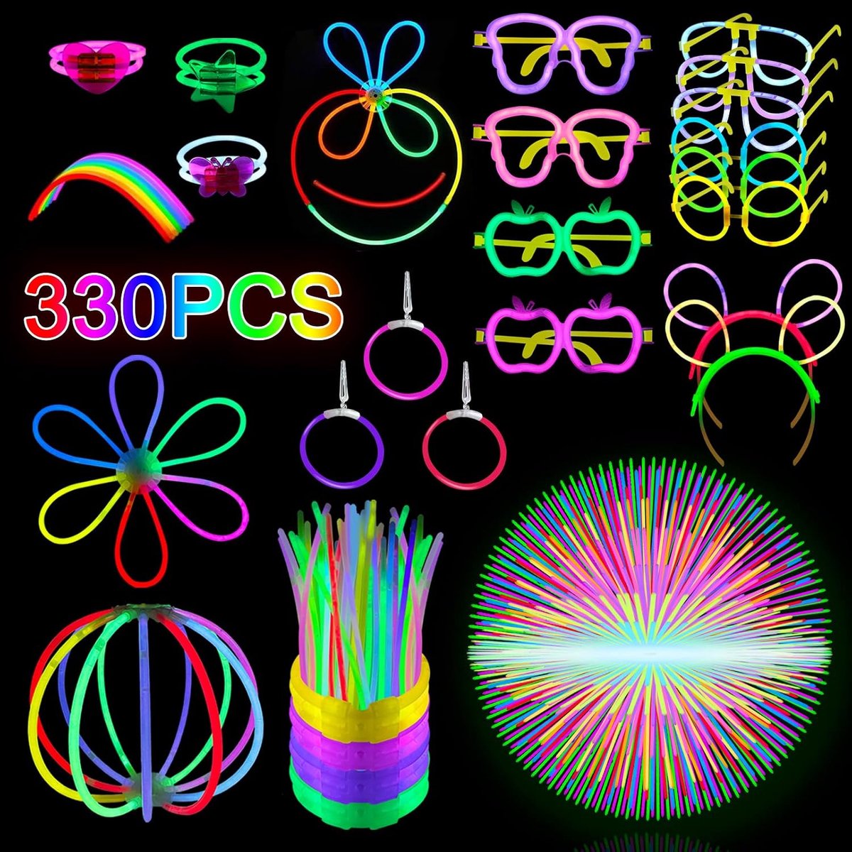 330 stuks breeklichten partyset, neon lichtstaven met 150