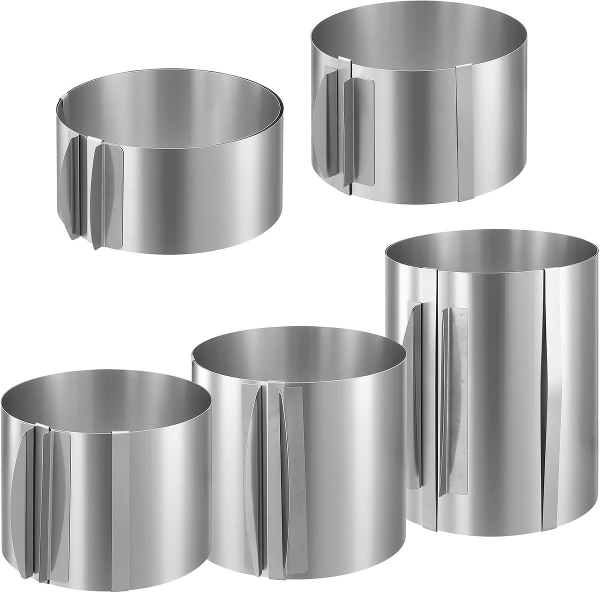 5 stuks verstelbare taartring, 16-30 cm, roestvrij staal, taartring