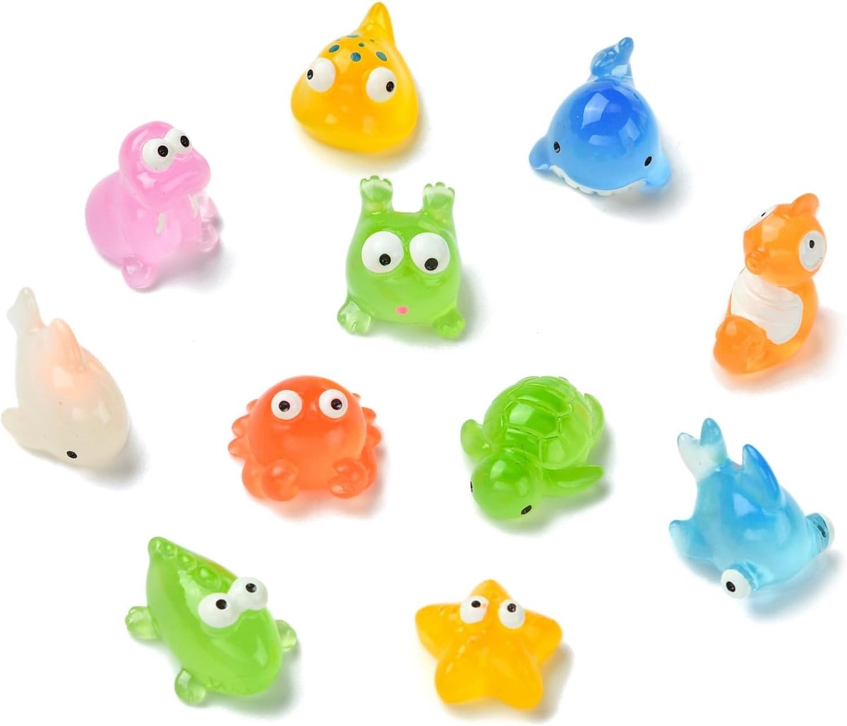 55 Stks 11 Stijlen Oceaan Mini Hars Beeldjes 3D Zee Dier Schepsel Figuren voor Outdoor Huis Landschap Party Tuin Decor