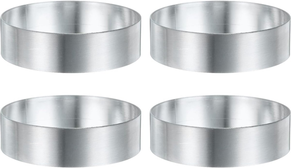4 stuks ronde taartringen 7 cm x 254 cm van naadloos roestvrij staal voor bakwaren desserts met spiegelcoating voor het bakken van Engelse muffins