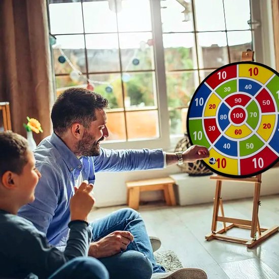 Dubbelzijdig dartbord - Werpspel voor kinderen - Binnen en buiten spelen - Inclusief ballen - 66 cm - Multicolor — afbeelding 5