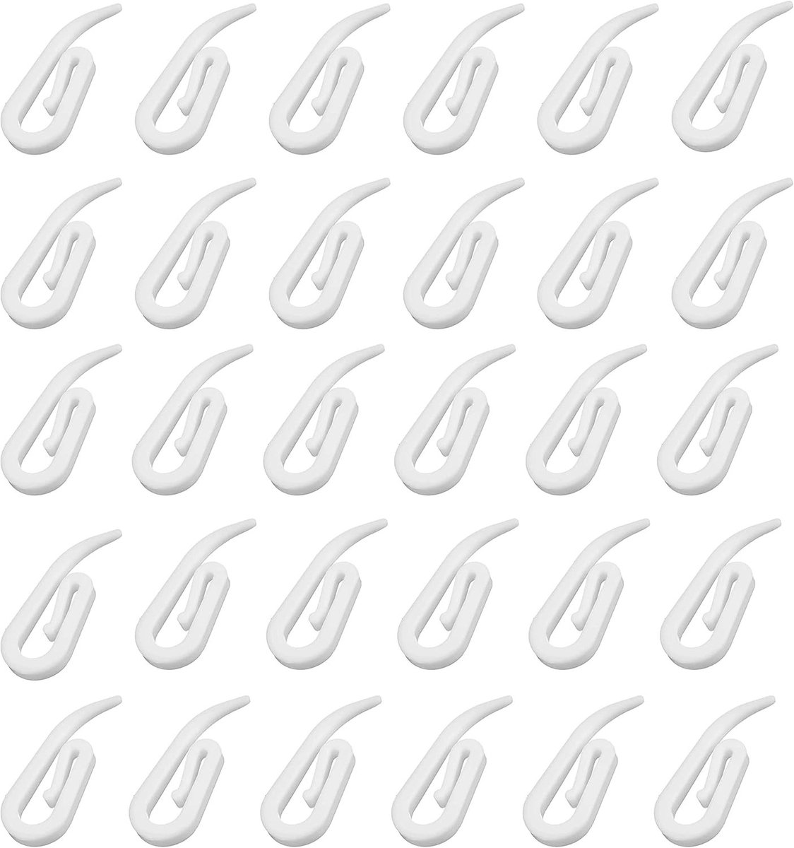 Gordijnhaken Set - Kunststof Wit - 100 Stuks - 28x12 mm - Voor Rails en Gordijnband