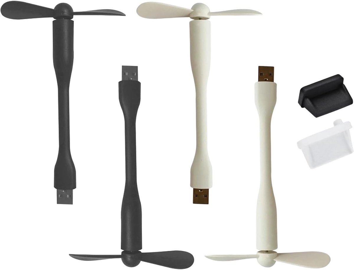SnelShoppen - Mini USB Fan Cooler Mobiele Telefoon Ventilator Verstelbaar Flexibel Draagbaar 4 Stuks Zacht Silica Gel Ideaal voor Kamperen, Feesten en
