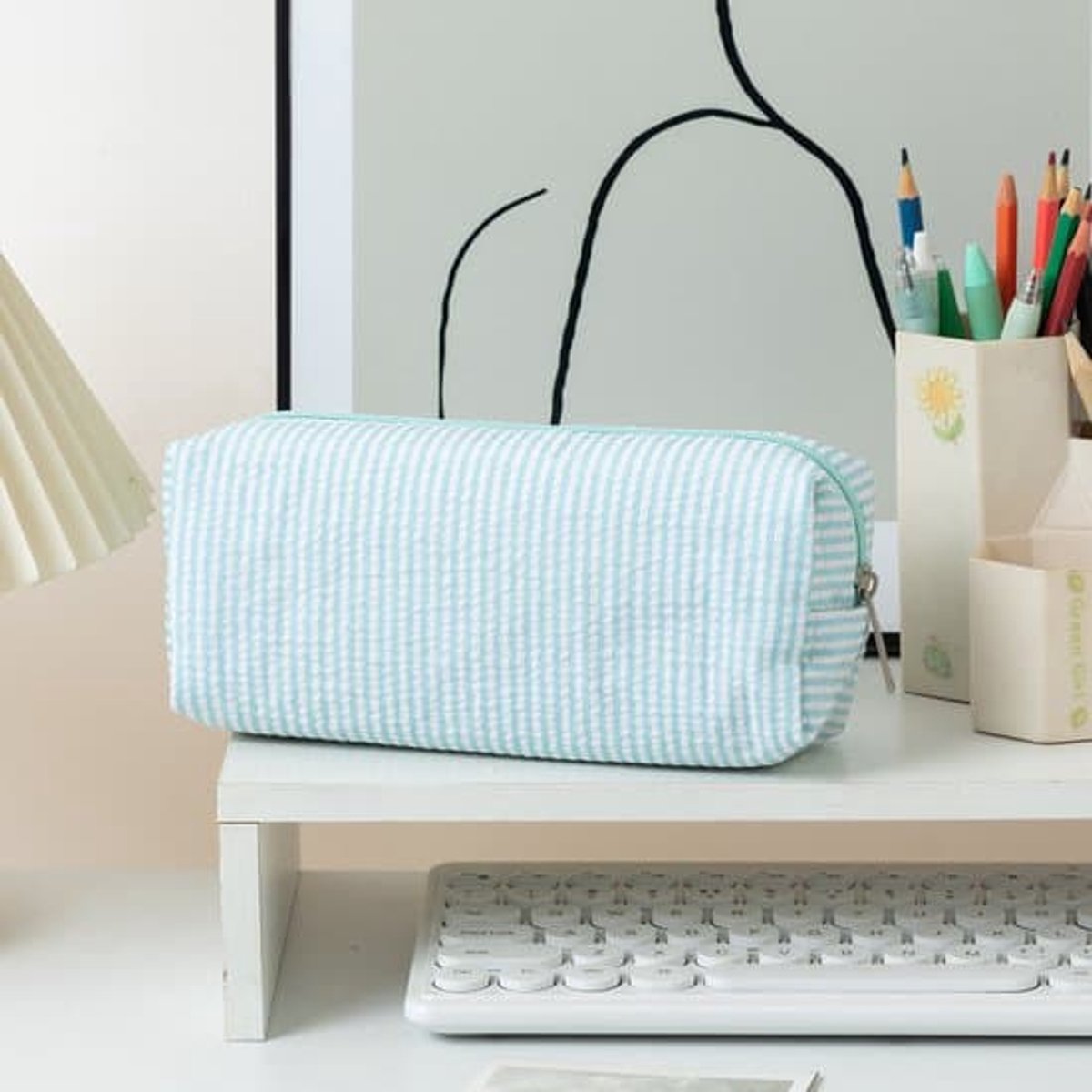 Opbergtasje voor make-upborstels, schattig make-up reistasje - draagbaar opbergtasje, geschikt voor het opbergen van schoolspullen, make-upborstels en cosmetica, afmetingen: 21*8*7,5 cm