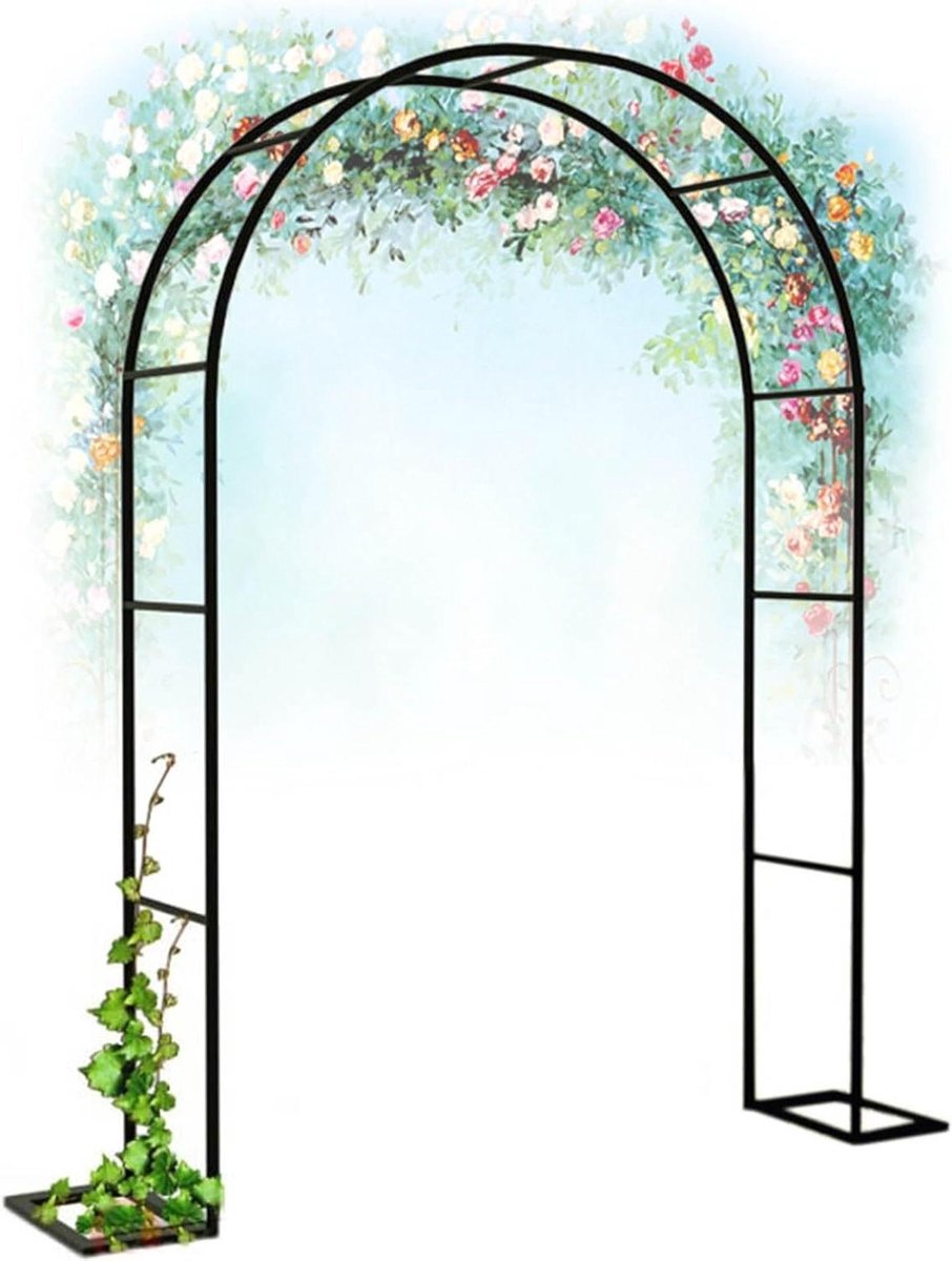 Metalen Tuinboog - Rozenprieel Latwerk - Buiten Decoratie - Weerbestendig Ontwerp - 200 cm Breed - Zwart
