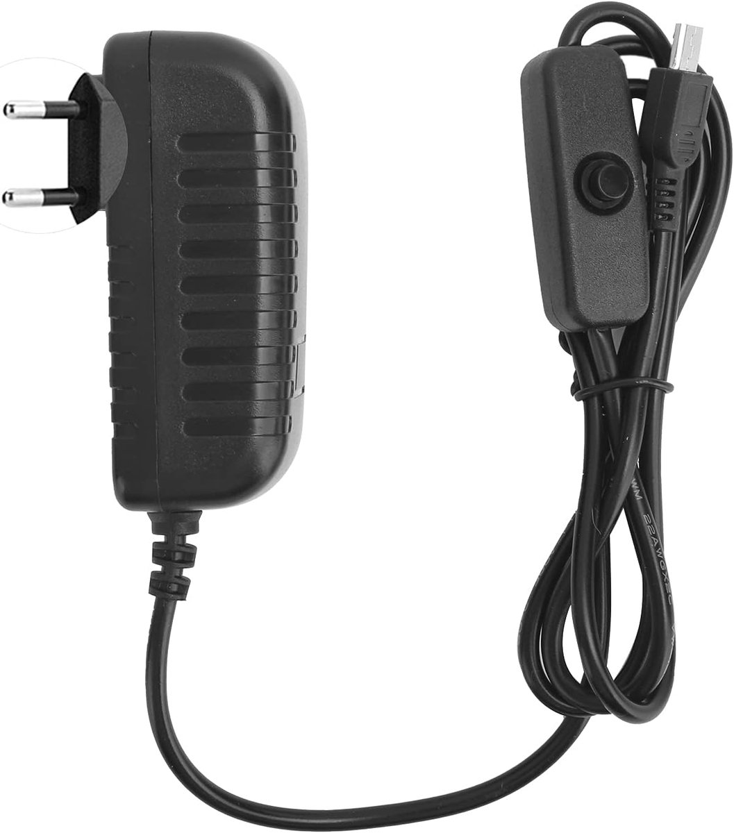 SnelShoppen - 5V 3A Voedingsadapter Micro USB met Schakelaar voor Raspberry Pi 3B+/3B/2B - Duurzame Kunststof Behuizing - 95cm Snoer