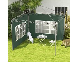 REDOM - Partytent zijwand - Met raam - 2-delige set - Voor 3x3 m en 3x4 m pop-up pavillons - Oxford stof - Groen - 295 x 195 cm