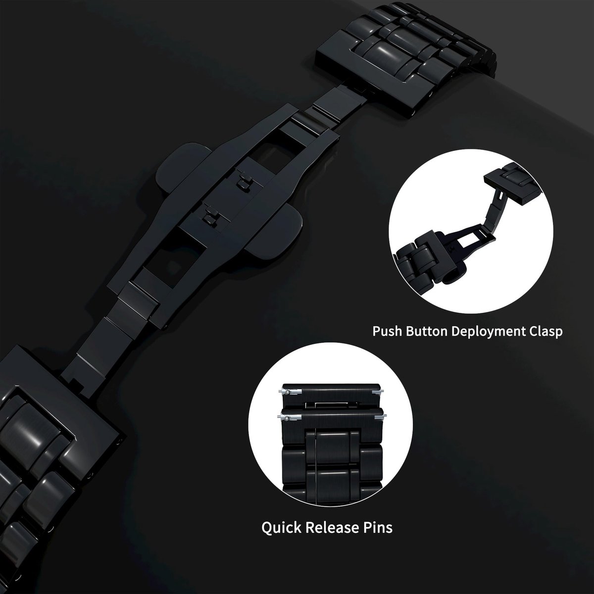 SnelShoppen - TStrap Metalen horlogeband, quick release horlogebandje voor heren en dames, roestvrijstalen smartwatch-bandje, 12mm - 24mm, vervangend