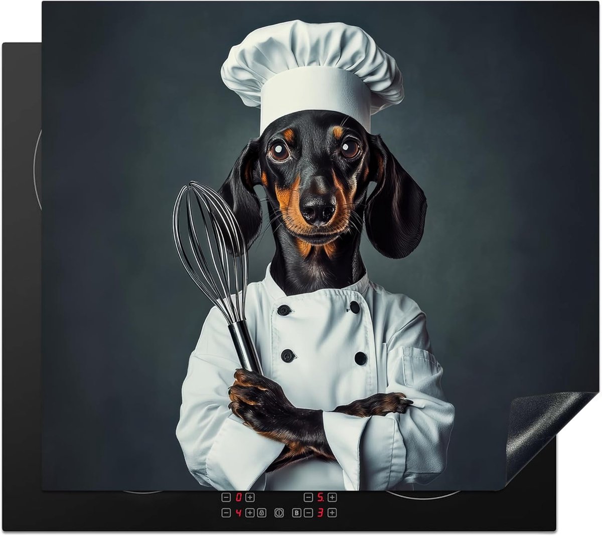 SnelShoppen - Inductiekookplaat Beschermer 59x52cm Keuken Decoratie Antislip Mat - Hond - Garde - Kookplaat Deksel - Keukenaccessoires