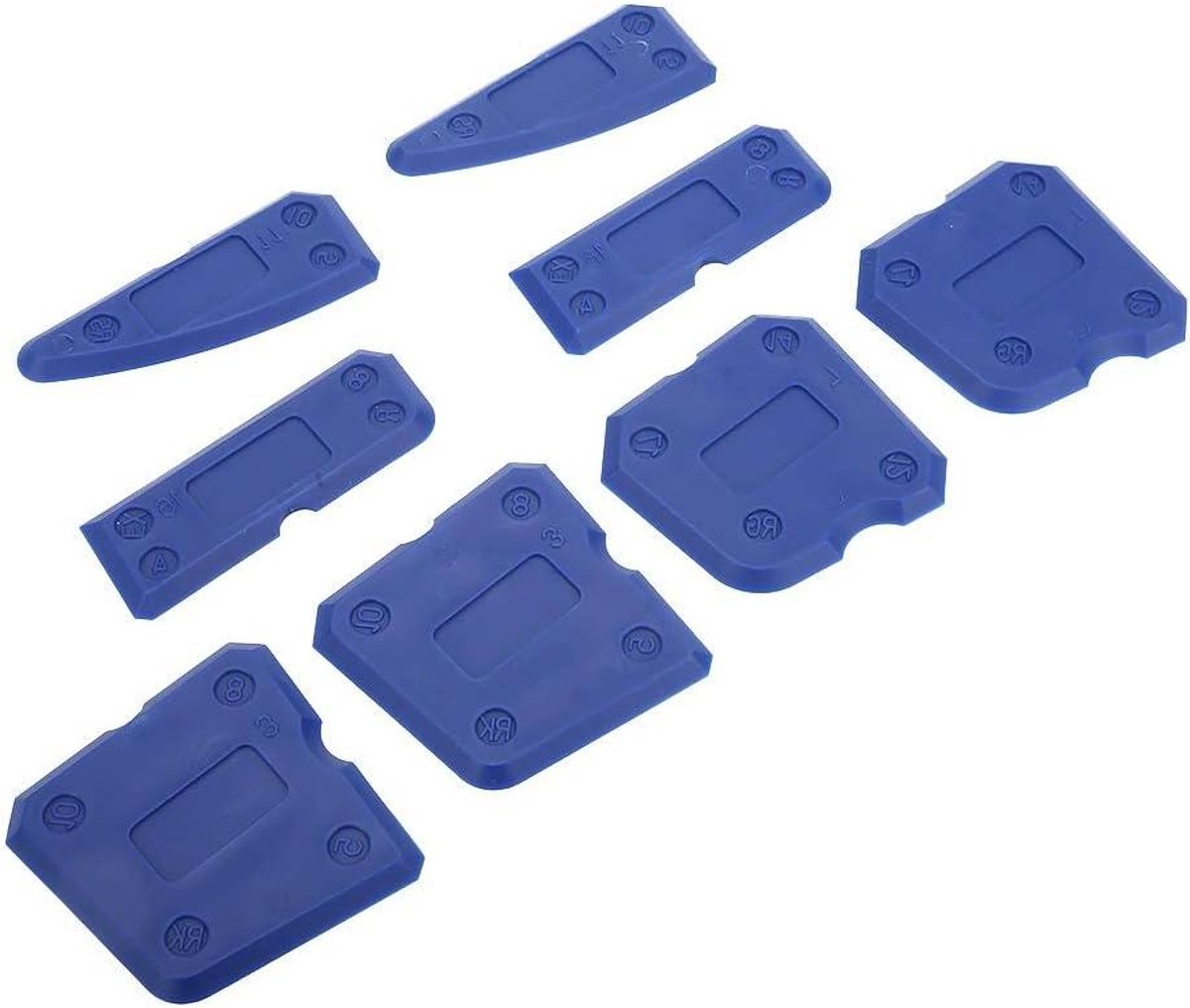 Kitgereedschap Set - Voegafwerker Kitmes - Kitranden Afwerken - 8 Verschillende Vormen - 13 x 9 x 4 cm - Grijs