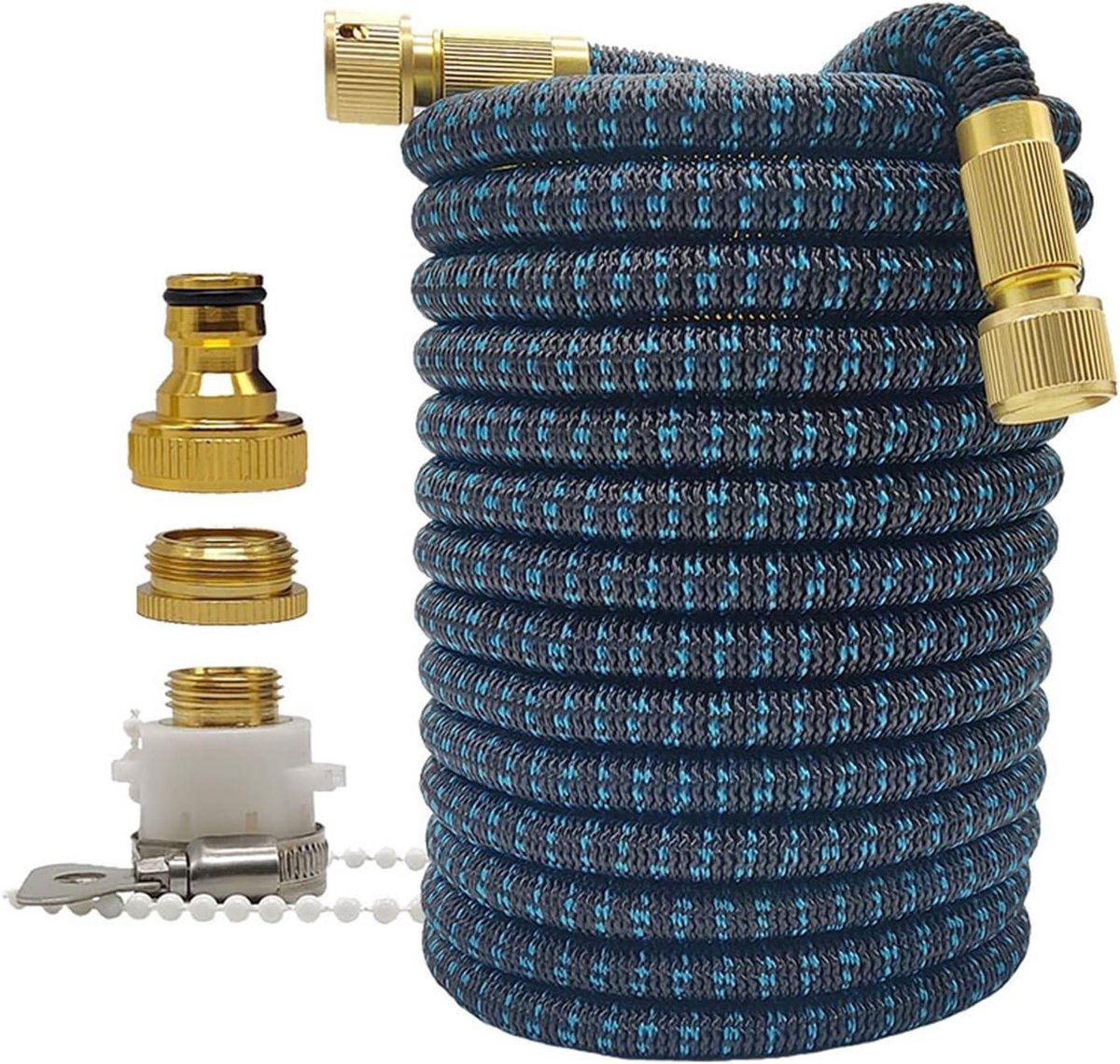 Uitrekbare Tuinslang - Flexibele Waterslang - Tuinieren Water Geven - Knikt Niet Draait Niet - 50FT-15M - Zwart Blauw