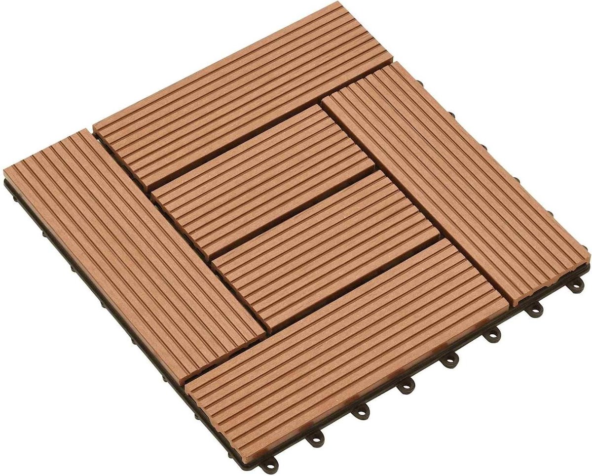Terrastegels - Buiten vloer - Veranda aanleggen - WPC composiet - 11 stuks 30x30 - Bruin