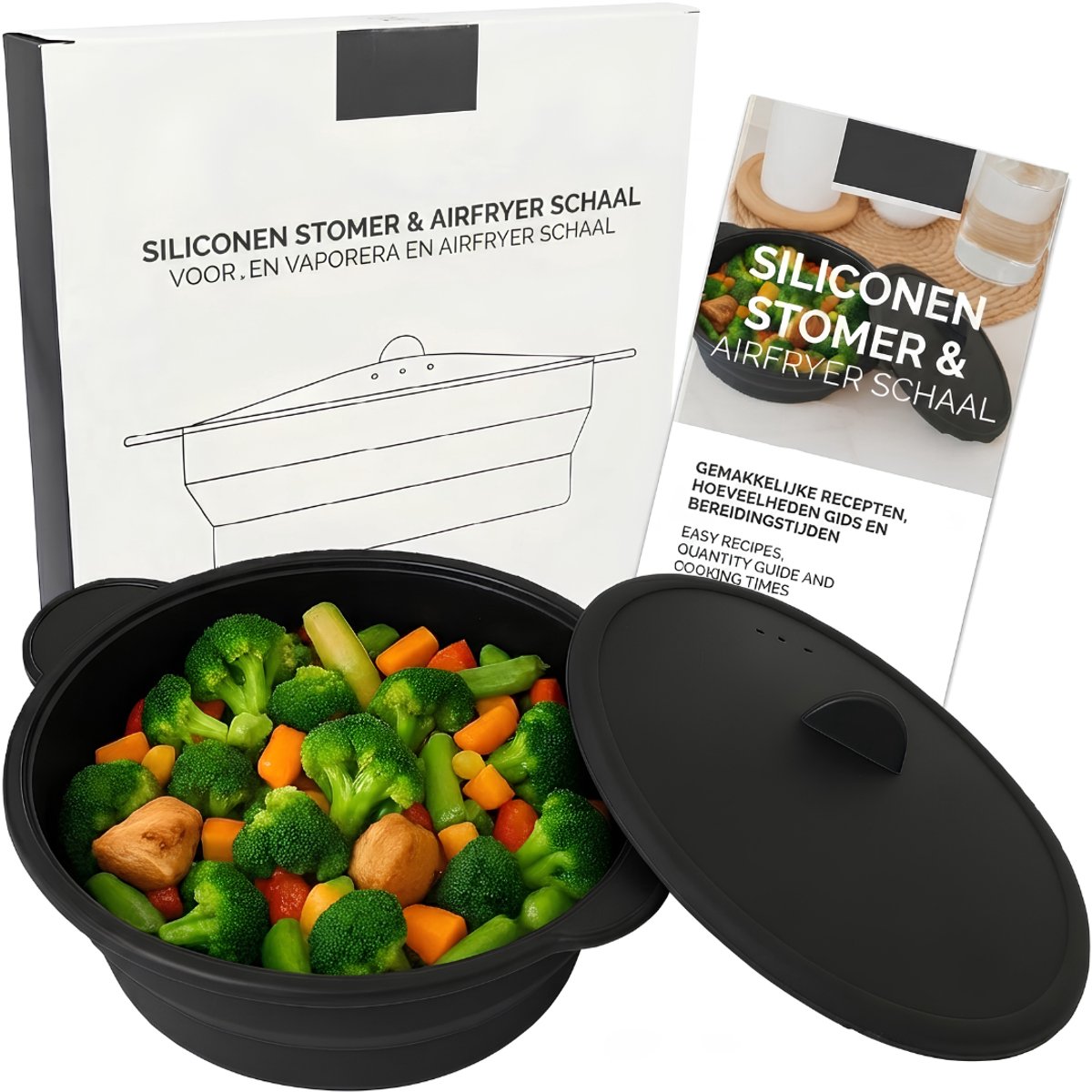 JCP® Stoompan - Stoomkoker - Stoompan Inductie - Zwart - 20cm x 20cm x 7cm