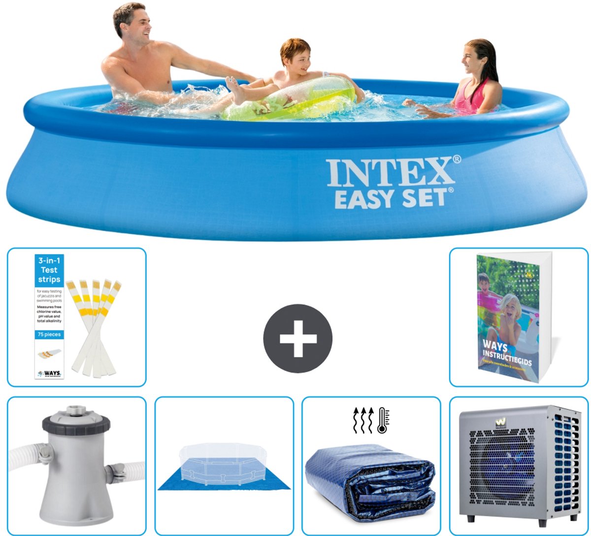 Intex Rond Opblaasbaar Easy Set Zwembad - 305 x 61 cm - Blauw - Inclusief Pomp - Grondzeil - Solarzeil - Warmtepomp - 7-delig