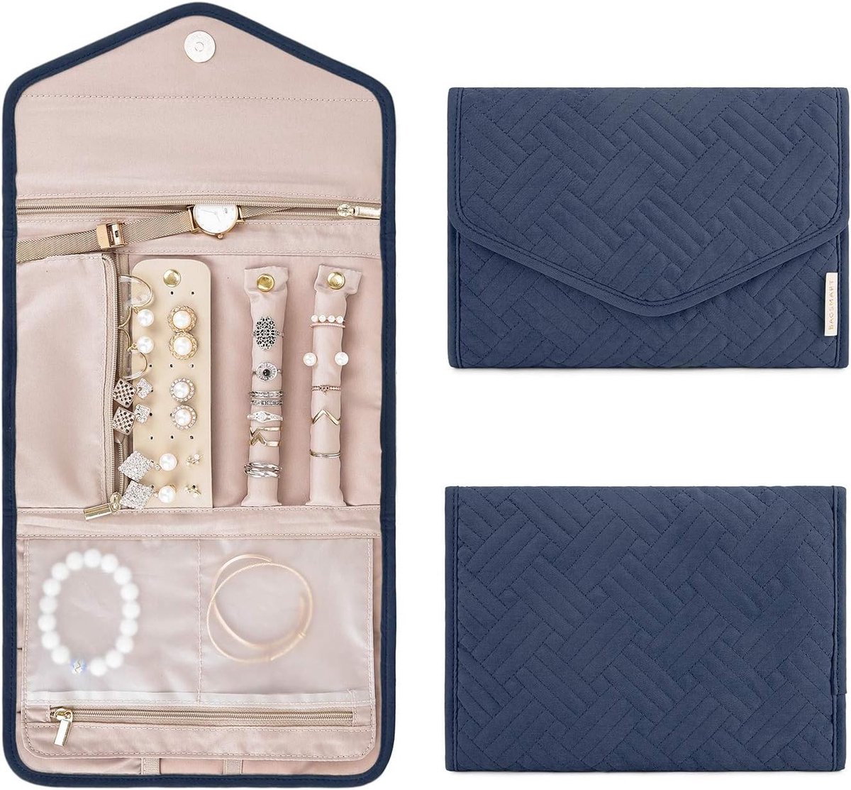 Sieraden Organizer Reisetui voor Ringen, Oorbellen, Kettingen en Horloges - Blauw, Modern en Praktisch