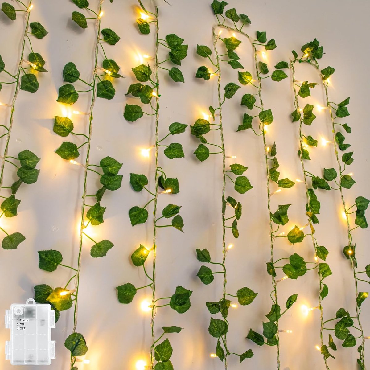 SnelShoppen - Kunstmatige Klimop String Lights - 10 m - 100 LED Lampjes - Met Timer - Waterproof IP65 - Voor Hangplanten, Slaapkamers, Muren, Kerstdec