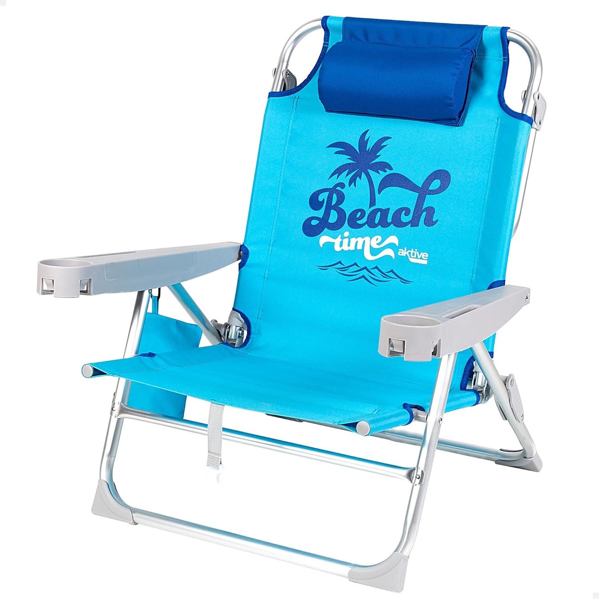 SnelShoppen - Opvouwbare Strandstoel Aluminium 600D PVC Blauw 53x58x80 cm - Lichtgewicht Campingstoel voor Strand, Tuin en Feest