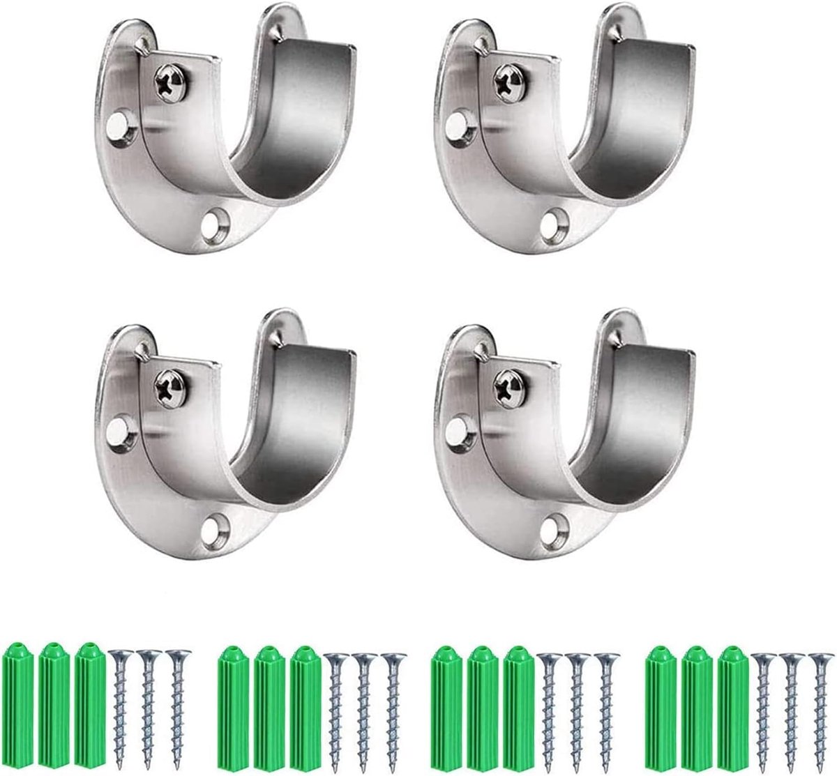 SnelShoppen - Set van 4 Zware Kastbeugels, Roestvrij Staal, U-Vormige Beugels met Schroeven, Voor Keuken, Kasten, Silver